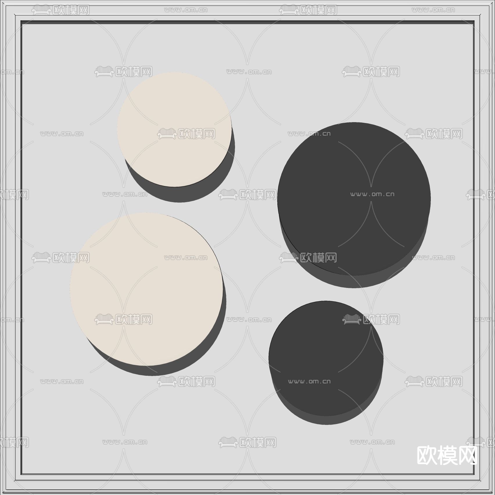 现代极简圆形壁灯su模型下载（渲染图2）