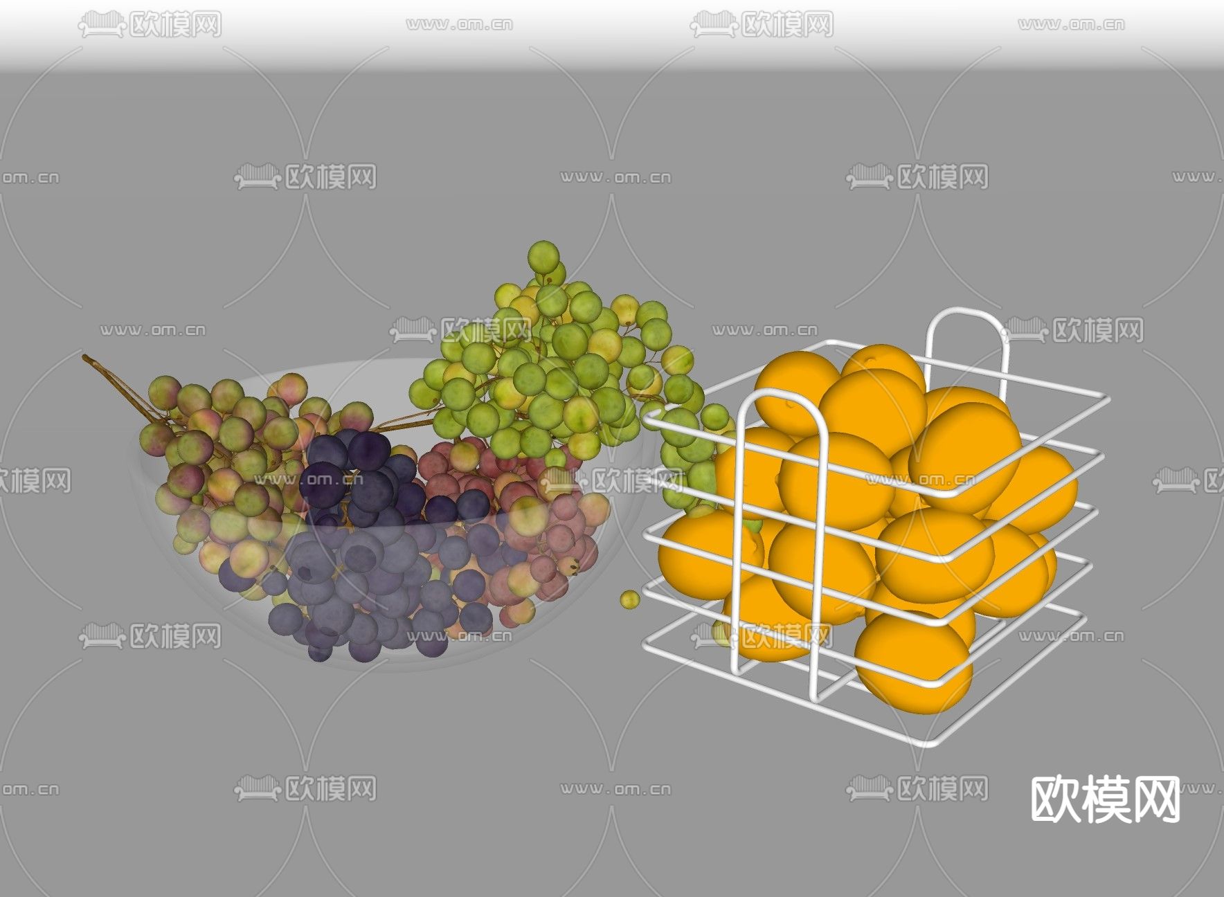 现代水果篮果盘su模型下载（渲染图2）