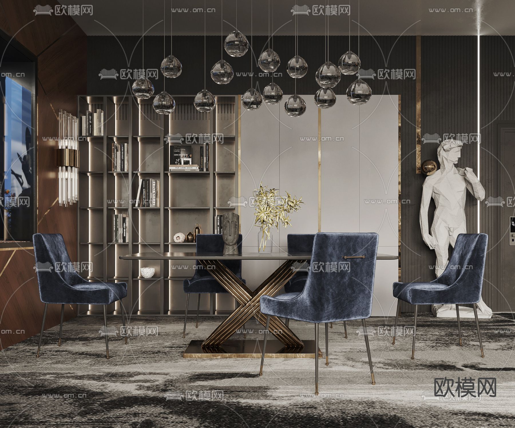 新古典轻奢总经理办公室3d模型下载（渲染图6）