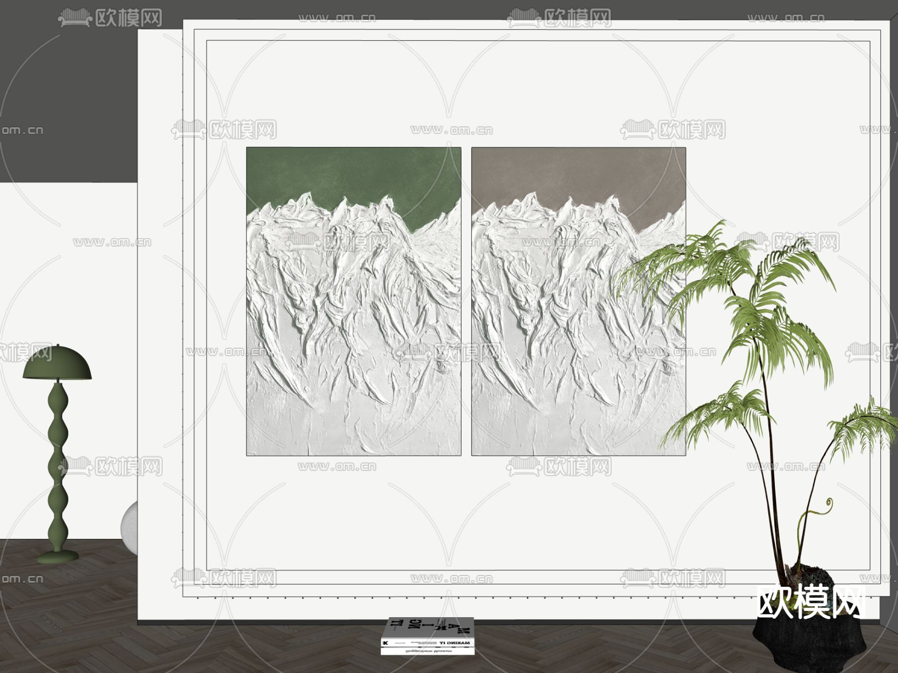 现代饰挂画su模型下载（渲染图2）