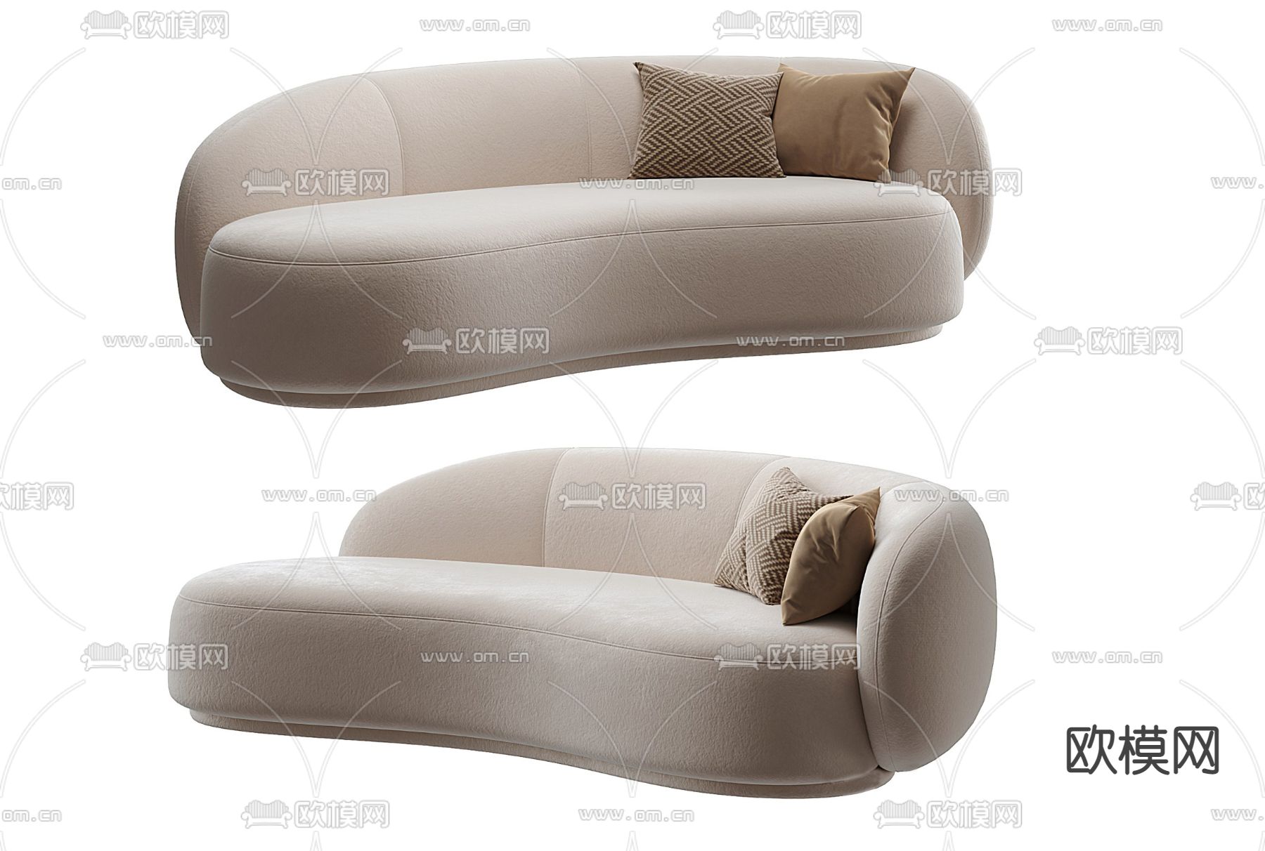 MISSANA 现代白色多人沙发3d模型下载（渲染图1）