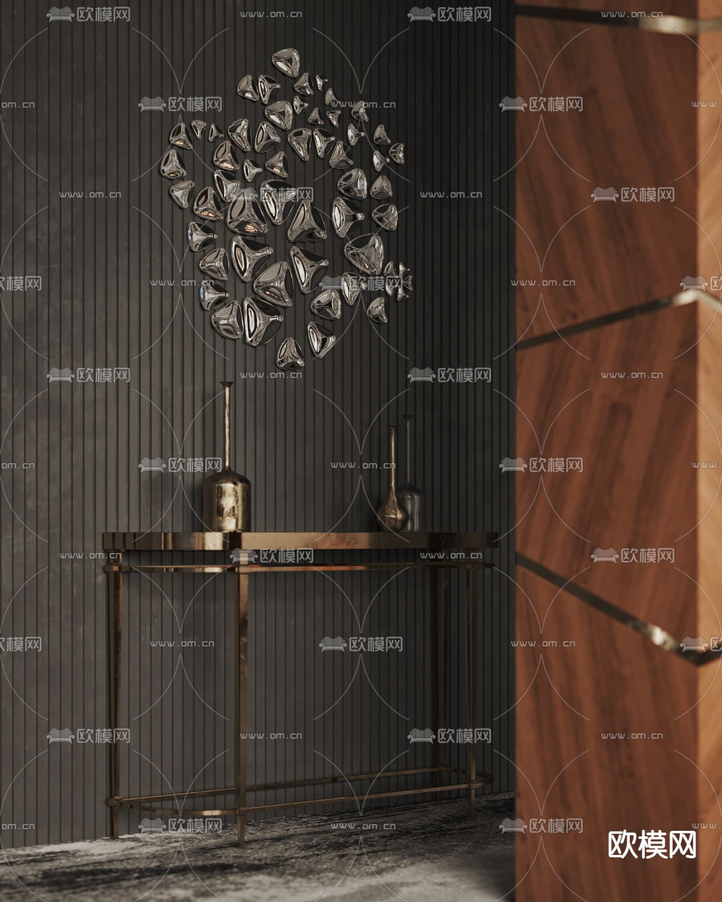 新古典轻奢总经理办公室3d模型下载（渲染图2）