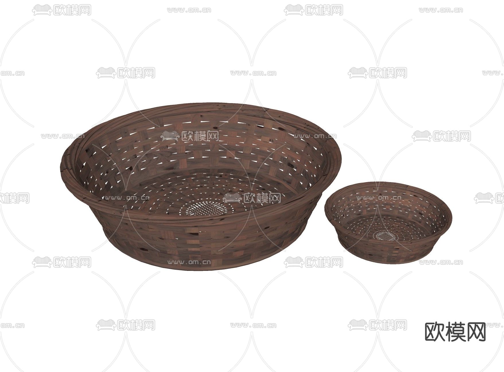 北欧竹篮竹筐簸箕su模型下载（渲染图2）