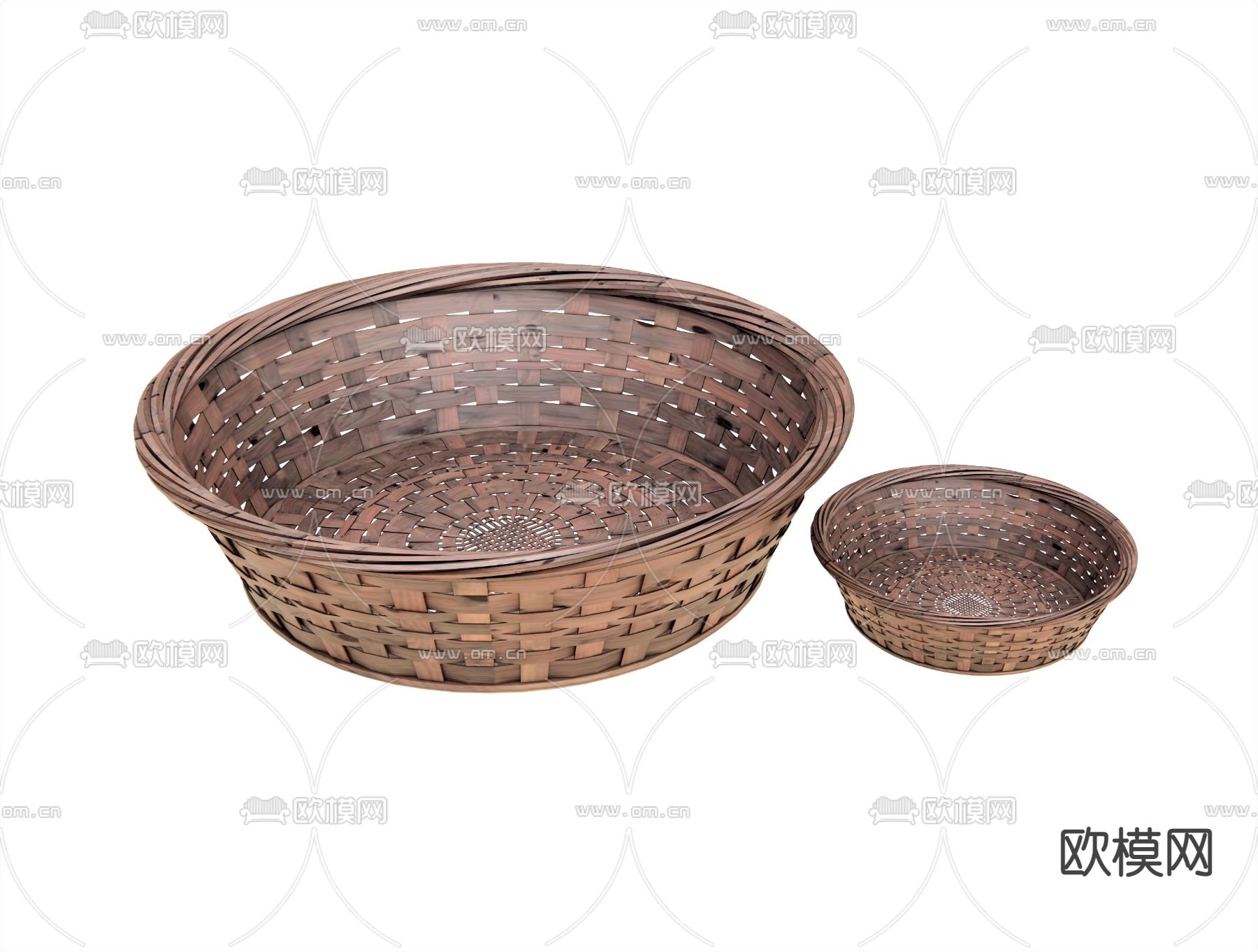 北欧竹篮竹筐簸箕su模型下载（渲染图1）
