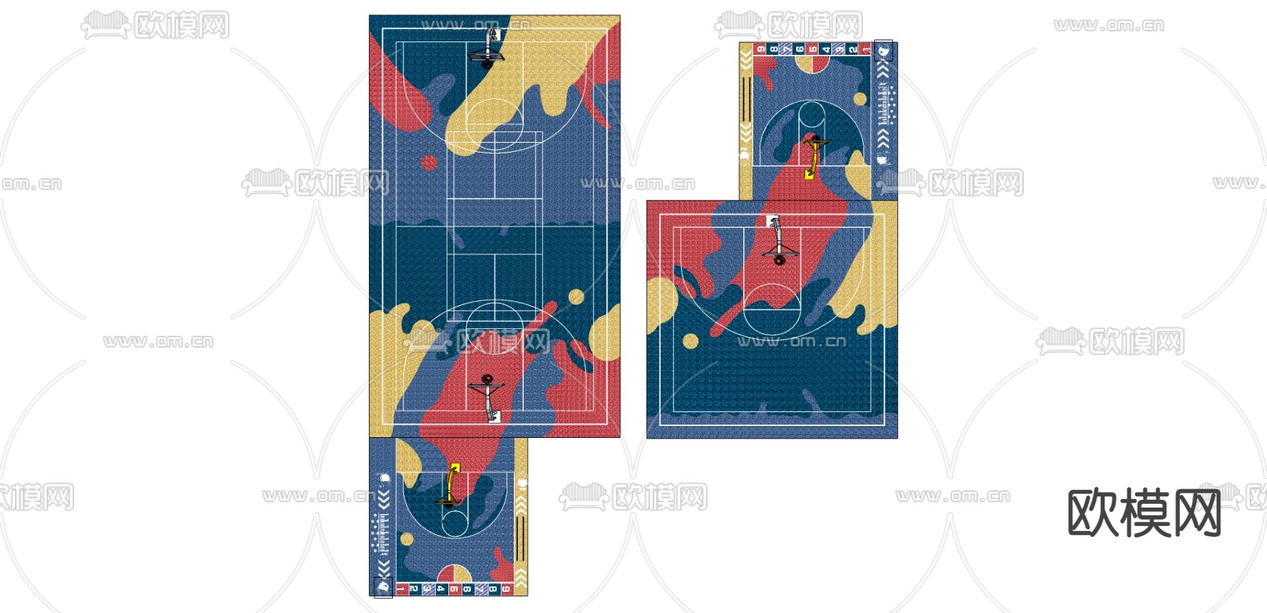 现代创意篮球场su模型下载