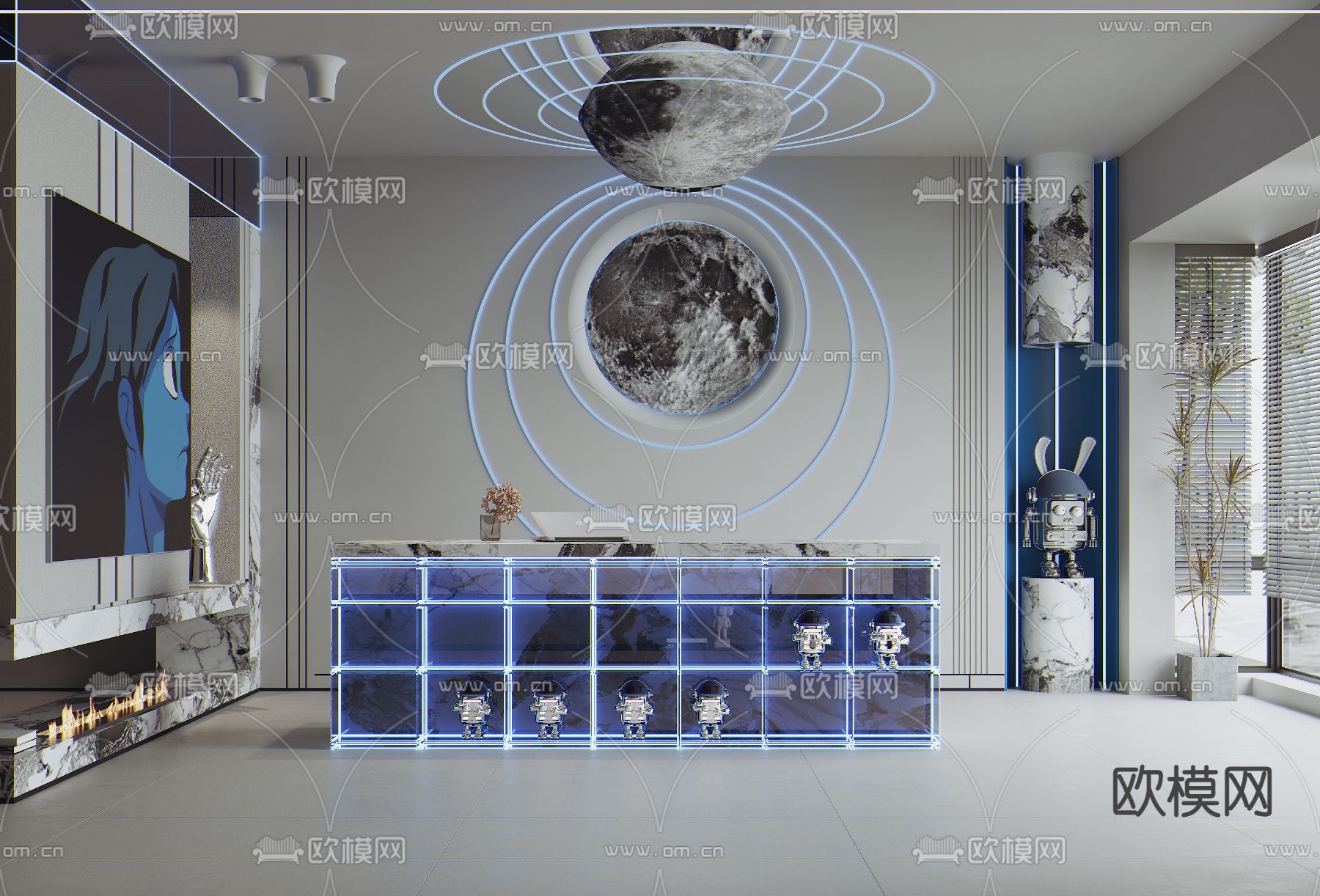 现代潮玩店前台接待su模型
