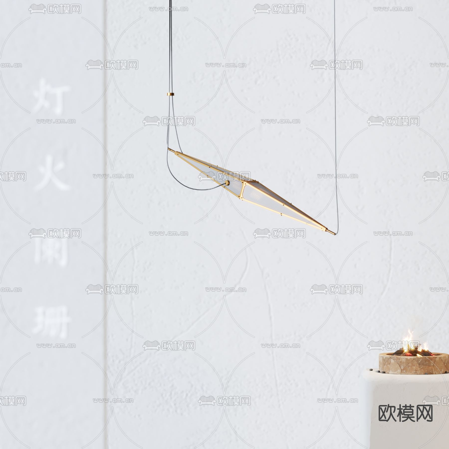 现代金属吊灯su模型下载（渲染图1）