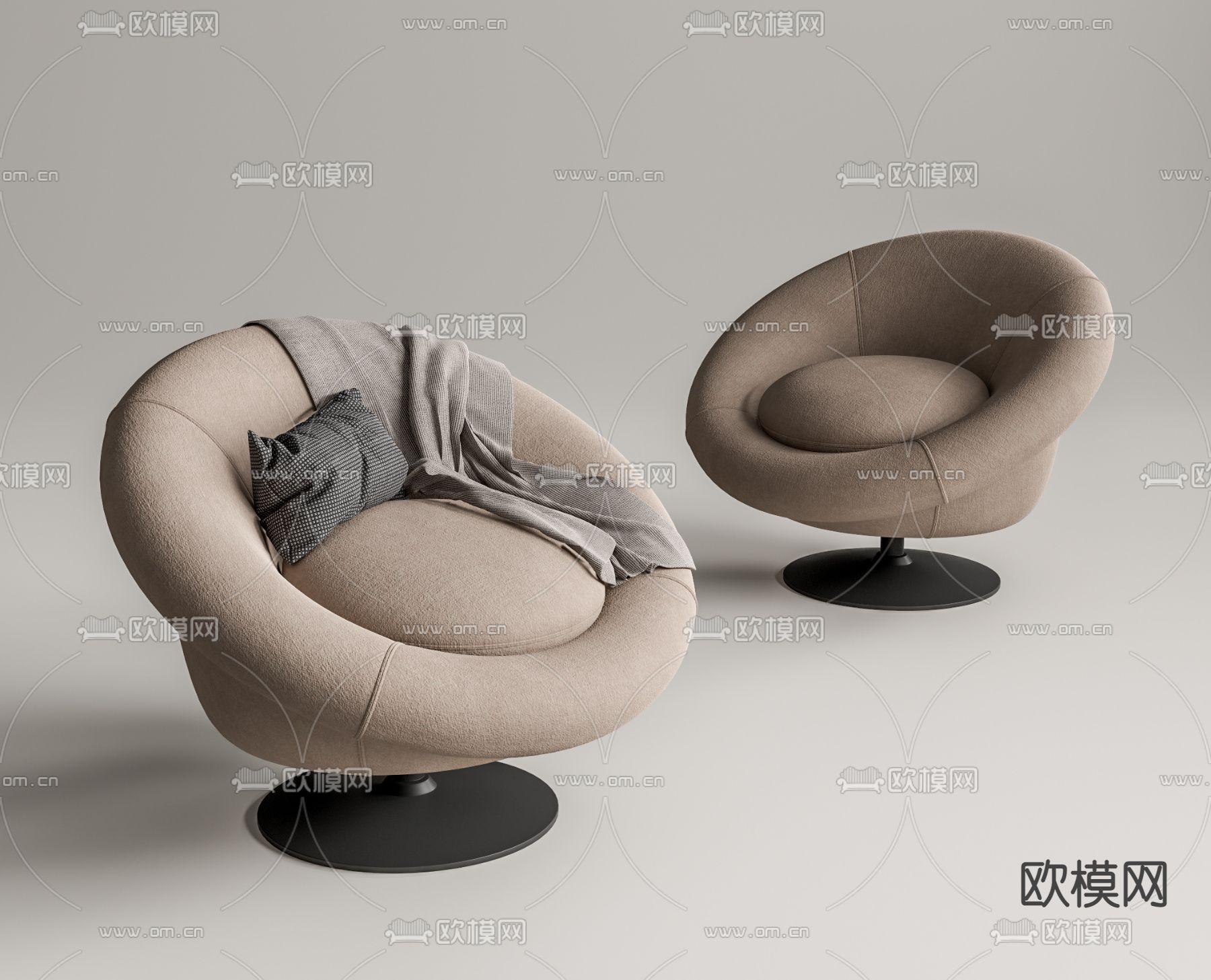 Eichholtz 现代咖色休闲椅su模型下载（渲染图1）