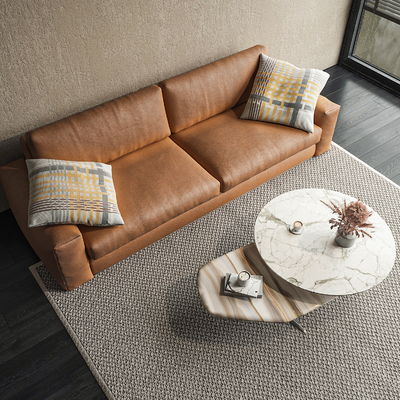  Minotti 现代棕色双人沙发su模型 