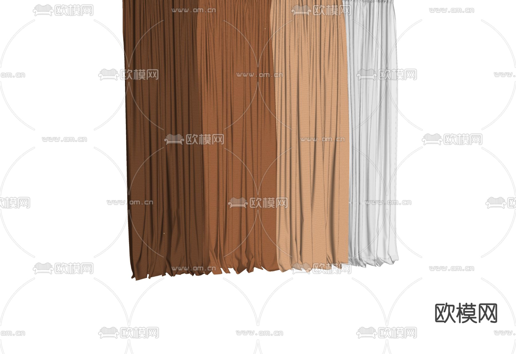 现代布艺窗帘su模型下载（渲染图2）