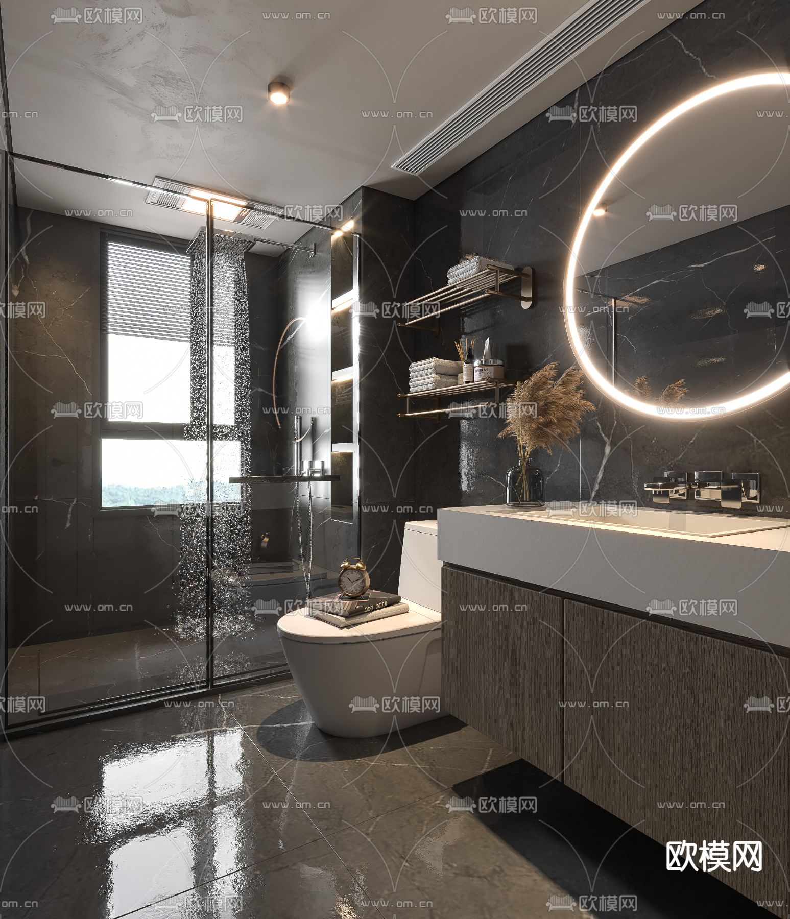 现代浴室卫生间su模型下载（渲染图1）