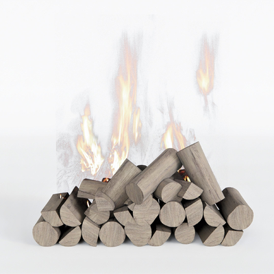  现代木柴炉火su模型 