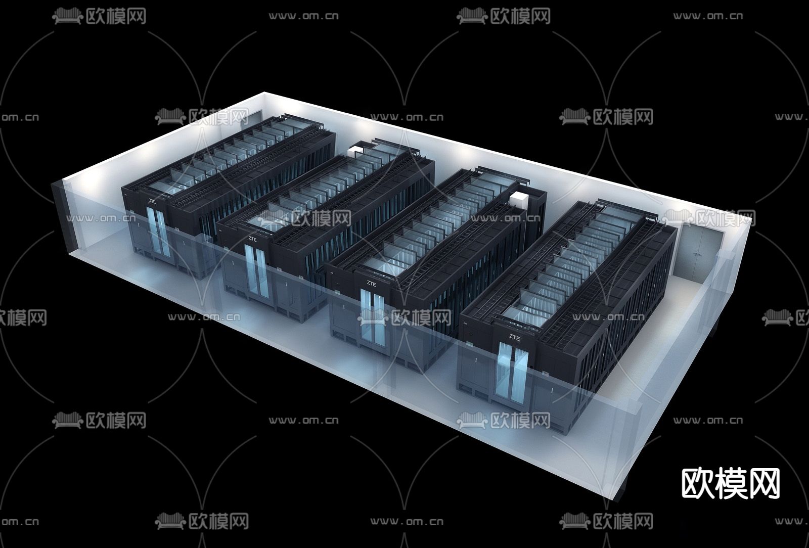现代移动电信机房su模型下载（渲染图1）