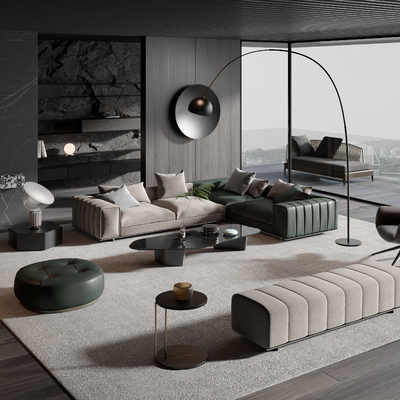  Minotti 现代转角组合沙发su模型 