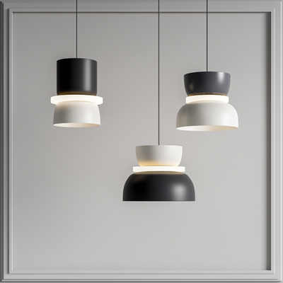 现代黑白小吊灯su模型