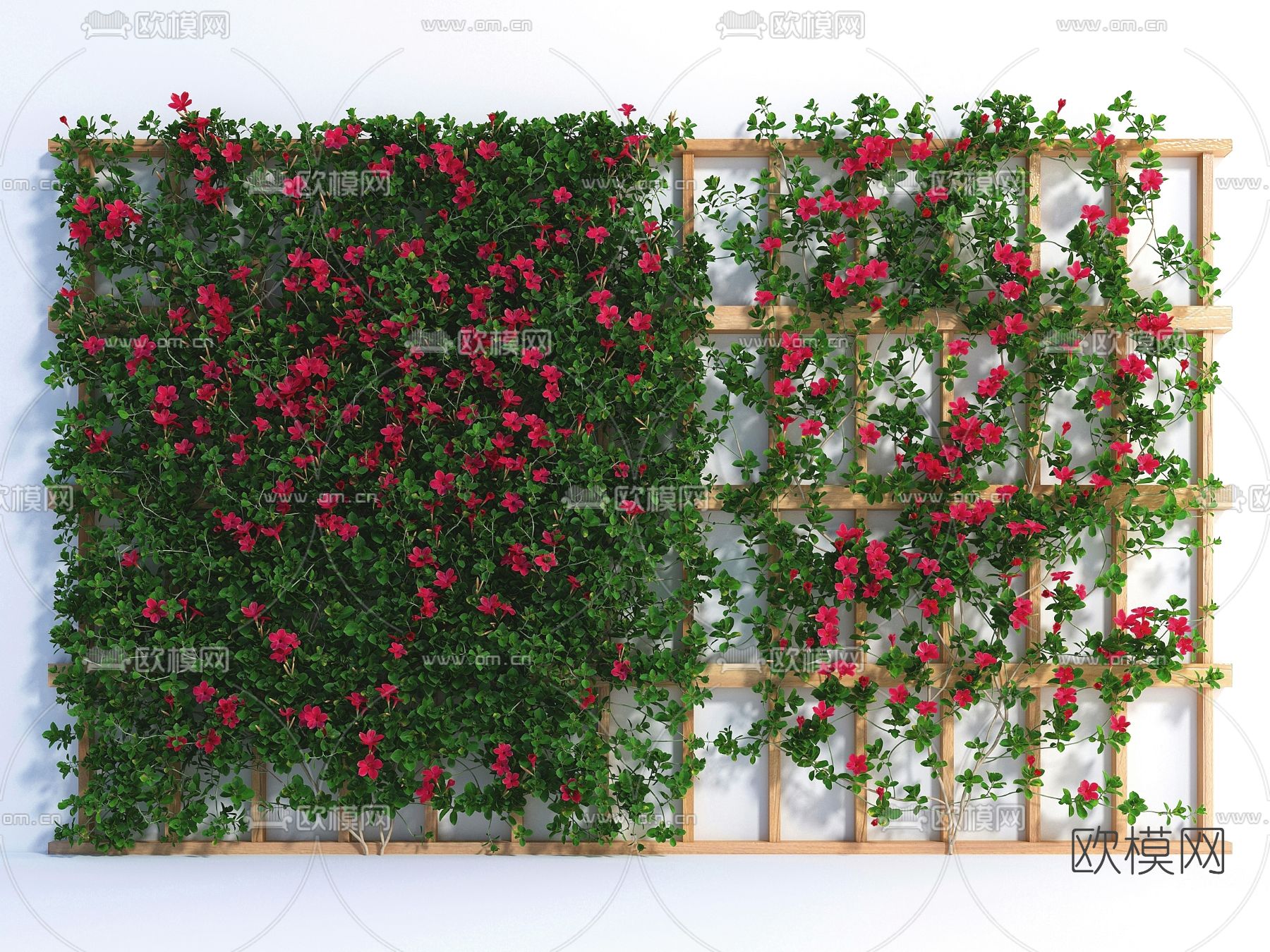 现代绿植红花藤蔓3d模型下载