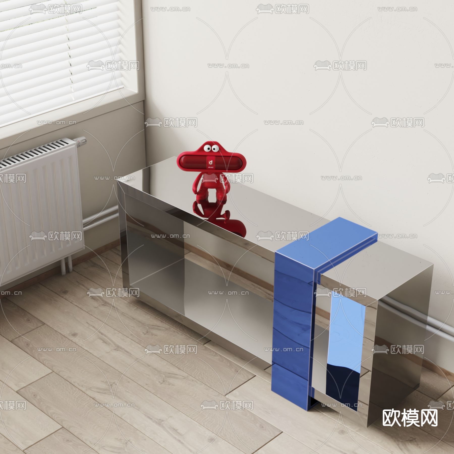 现代不锈钢边几su模型