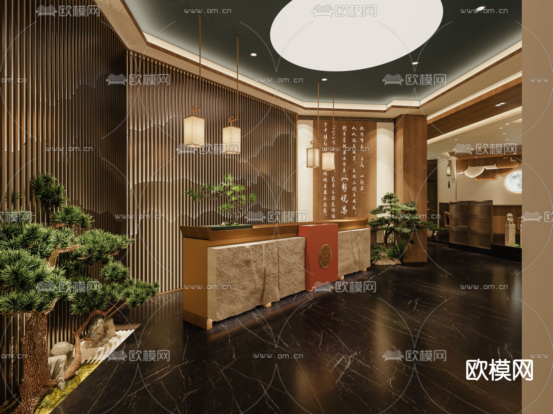 新中式轻奢采耳店3d模型下载_ID12095876_3dmax免费模型-欧模网