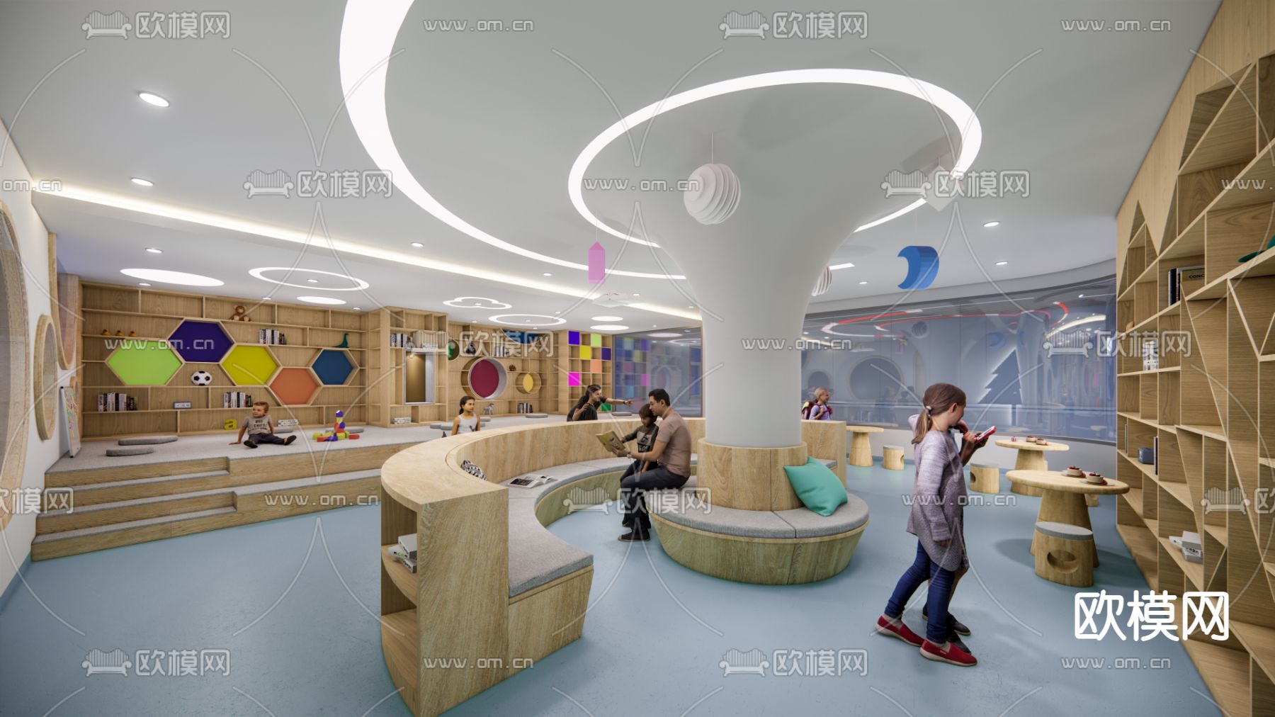 现代儿童阅览室su模型