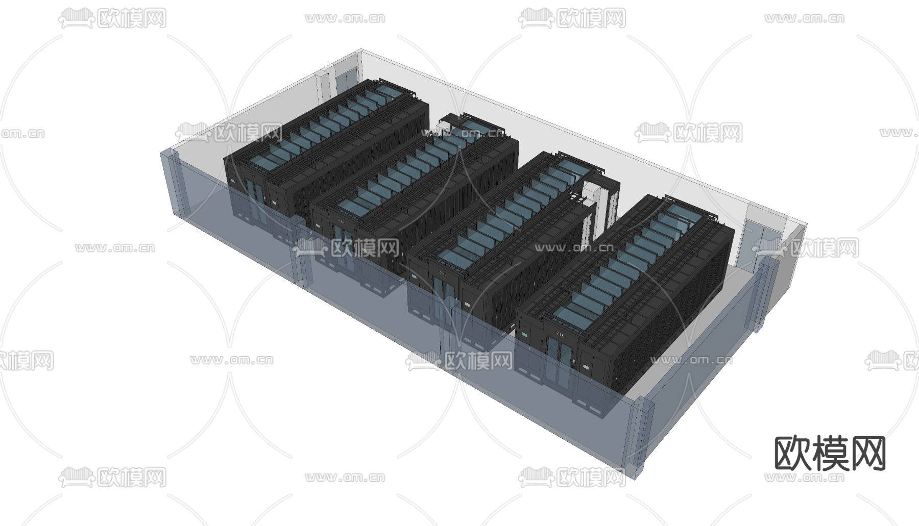 现代移动电信机房su模型下载（渲染图2）