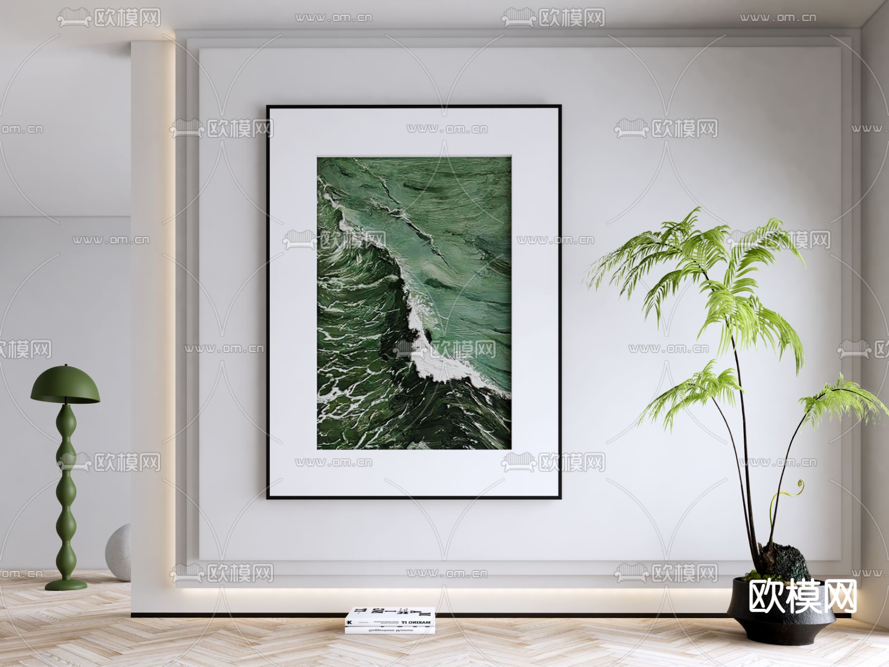 现代装饰挂画su模型下载（渲染图1）