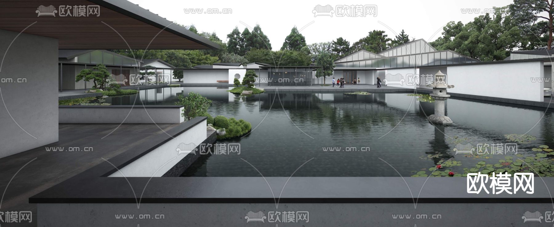 新中式纪念馆3d模型