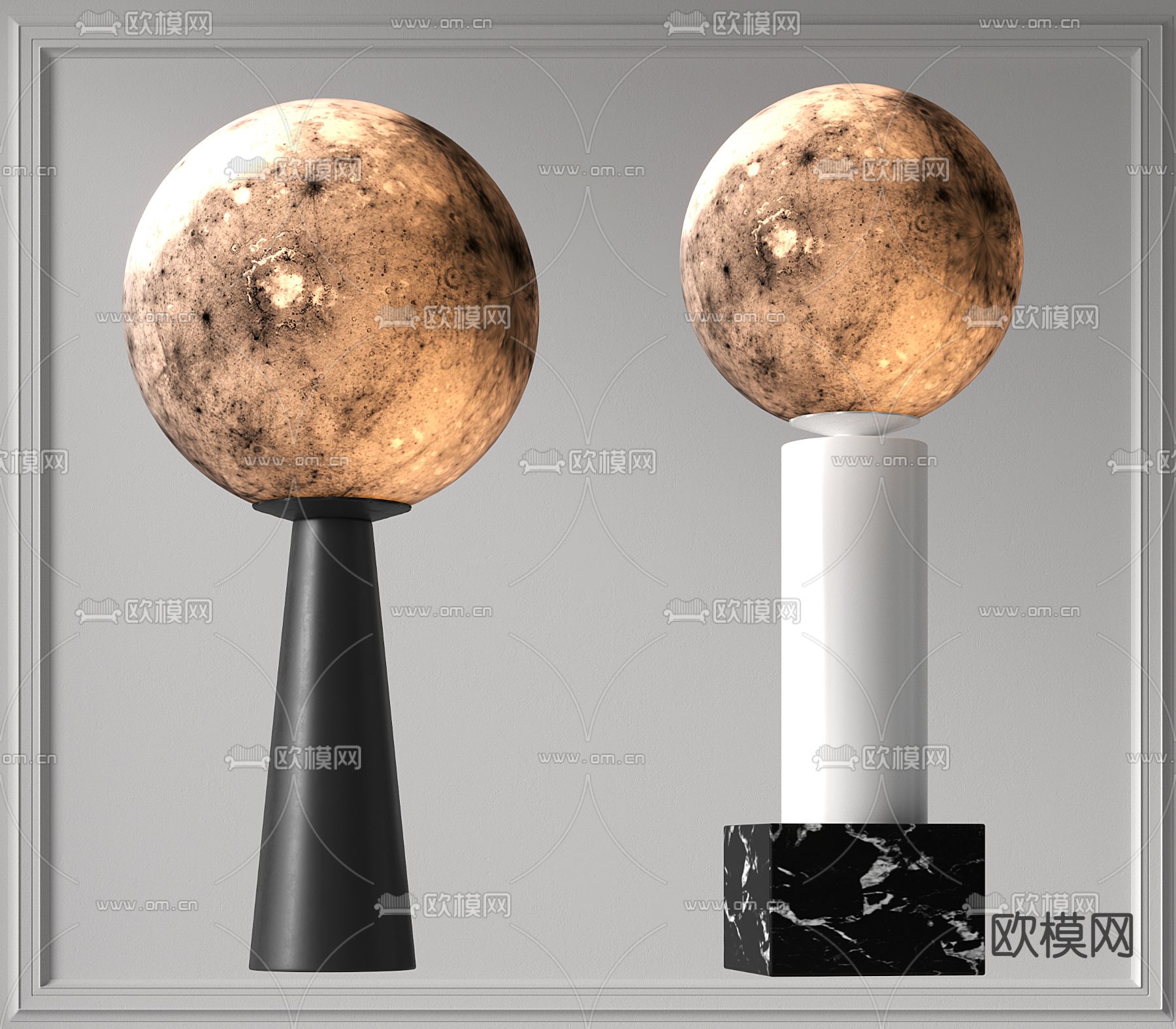 现代月球台灯su模型下载（渲染图1）