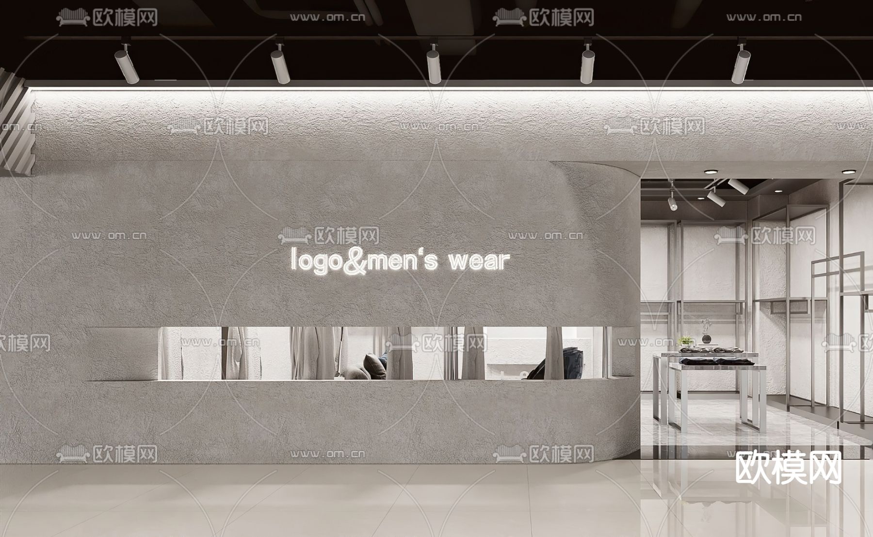 现代服装鞋店门头3d模型下载_ID12101852_3dmax免费模型-欧模网
