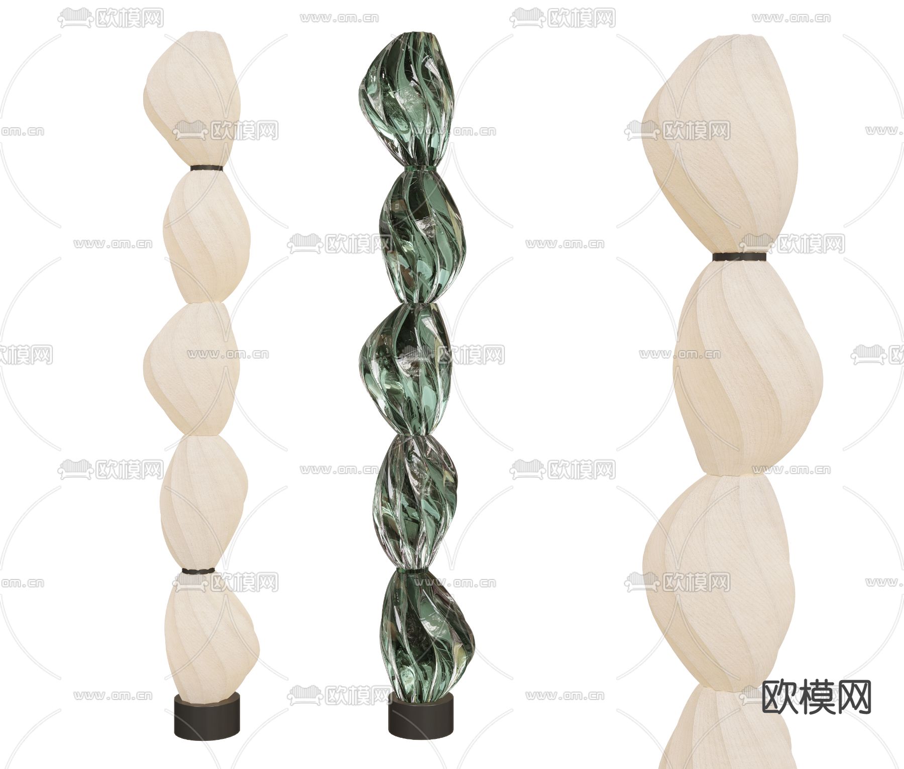 侘寂纸质玻璃落地灯3d模型下载