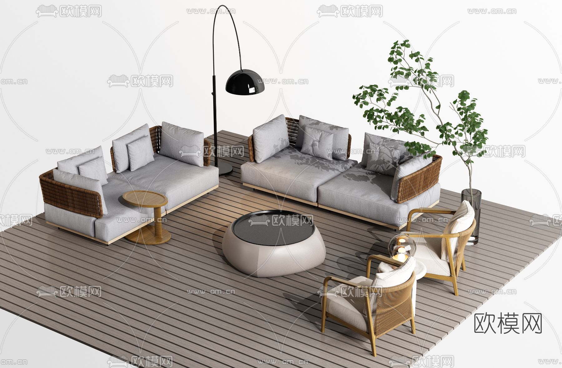 现代户外组合沙发3d模型下载