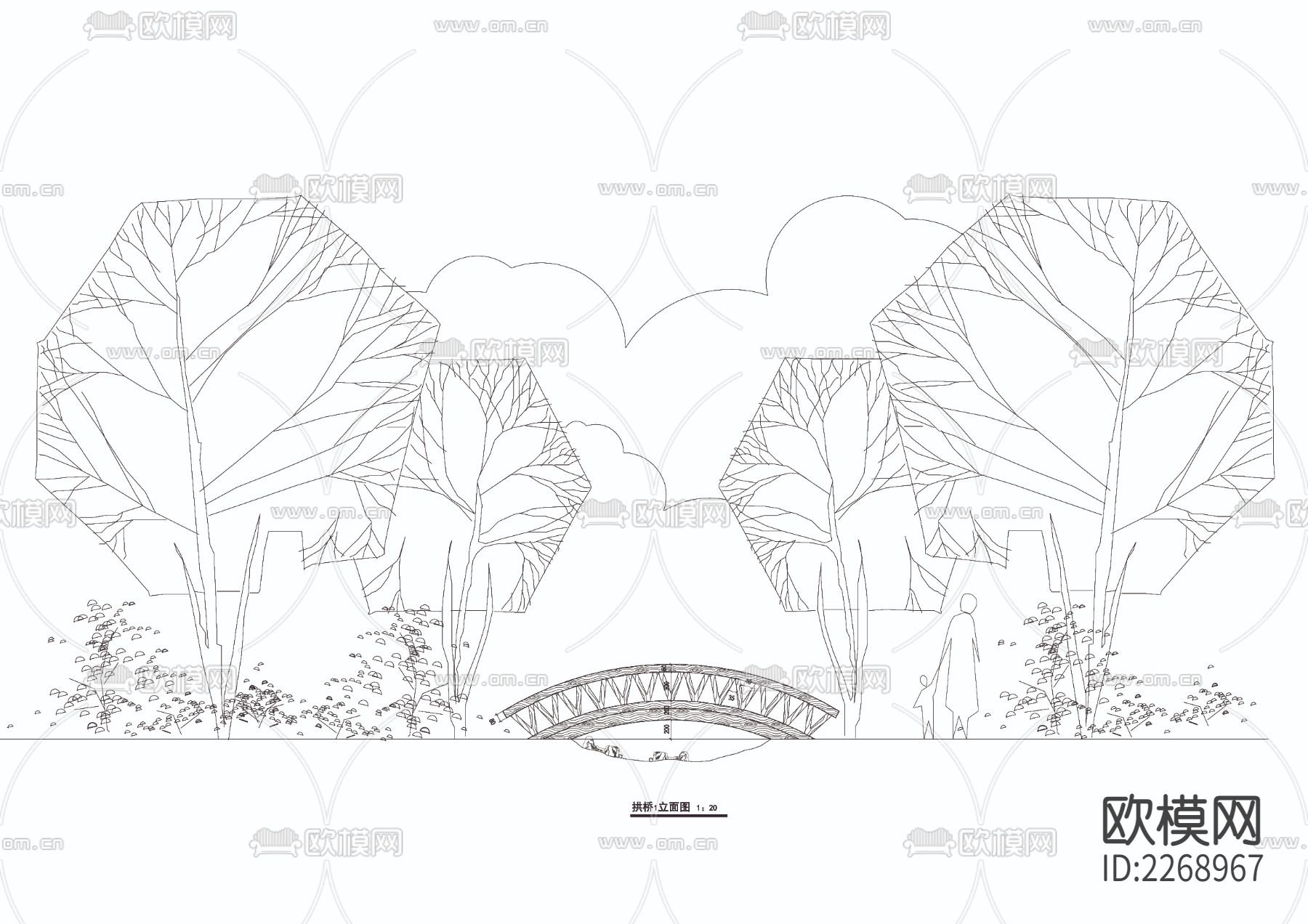 小拱桥CAD节点大样下载（渲染图4）