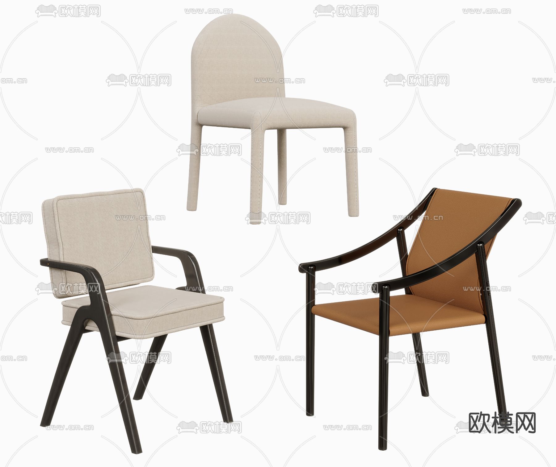 现代白色休闲椅子3d模型下载