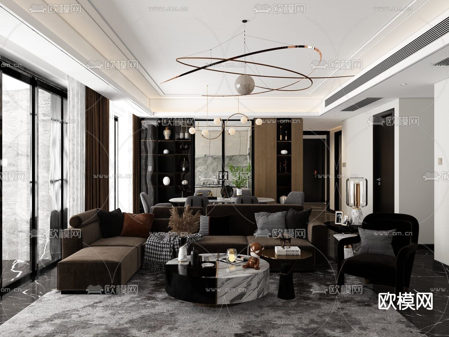 现代简约创意客餐厅免费3d模型下载