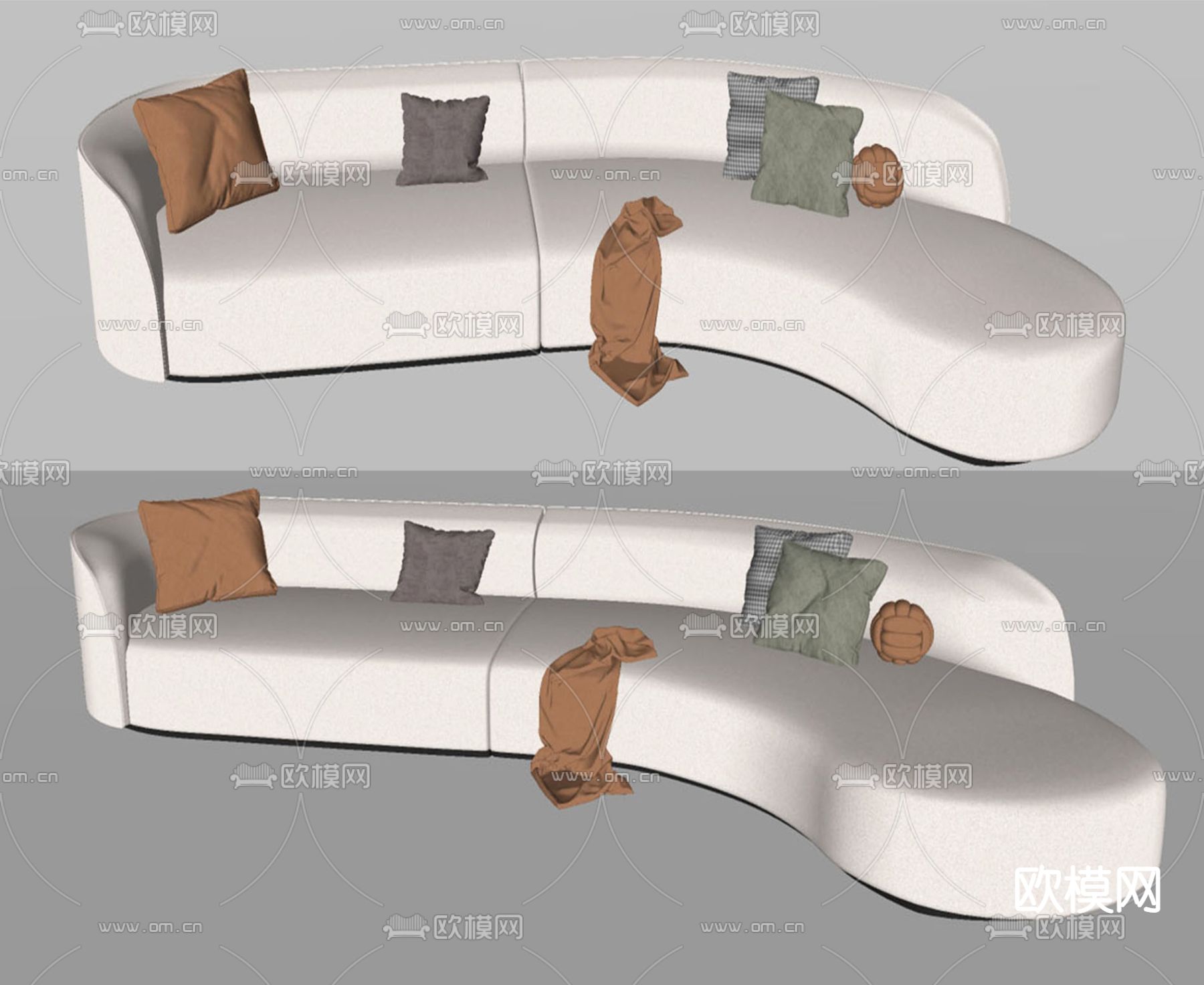 rugiano奶油风弧形沙发3d模型