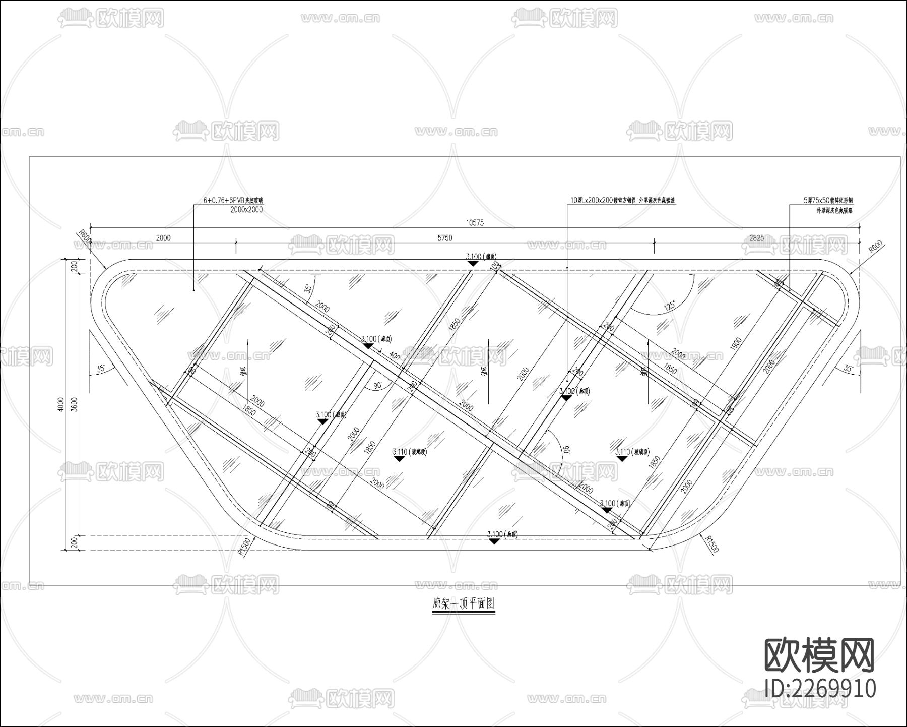 现代廊架廊亭节点大样下载（渲染图5）