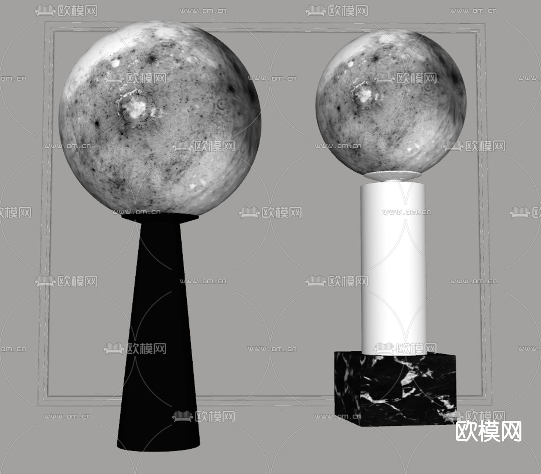 现代月球台灯su模型下载（渲染图2）