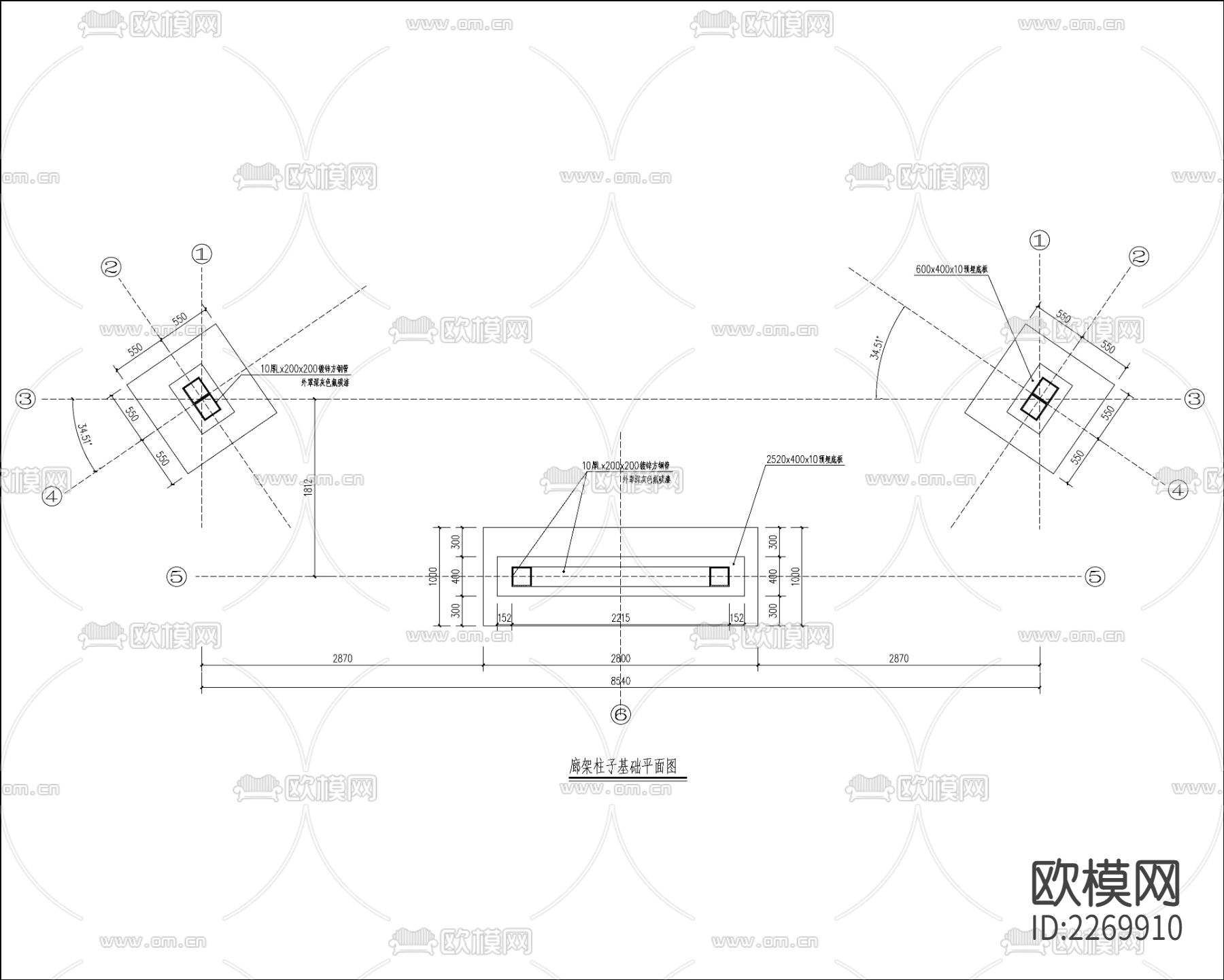 现代廊架廊亭节点大样下载（渲染图3）