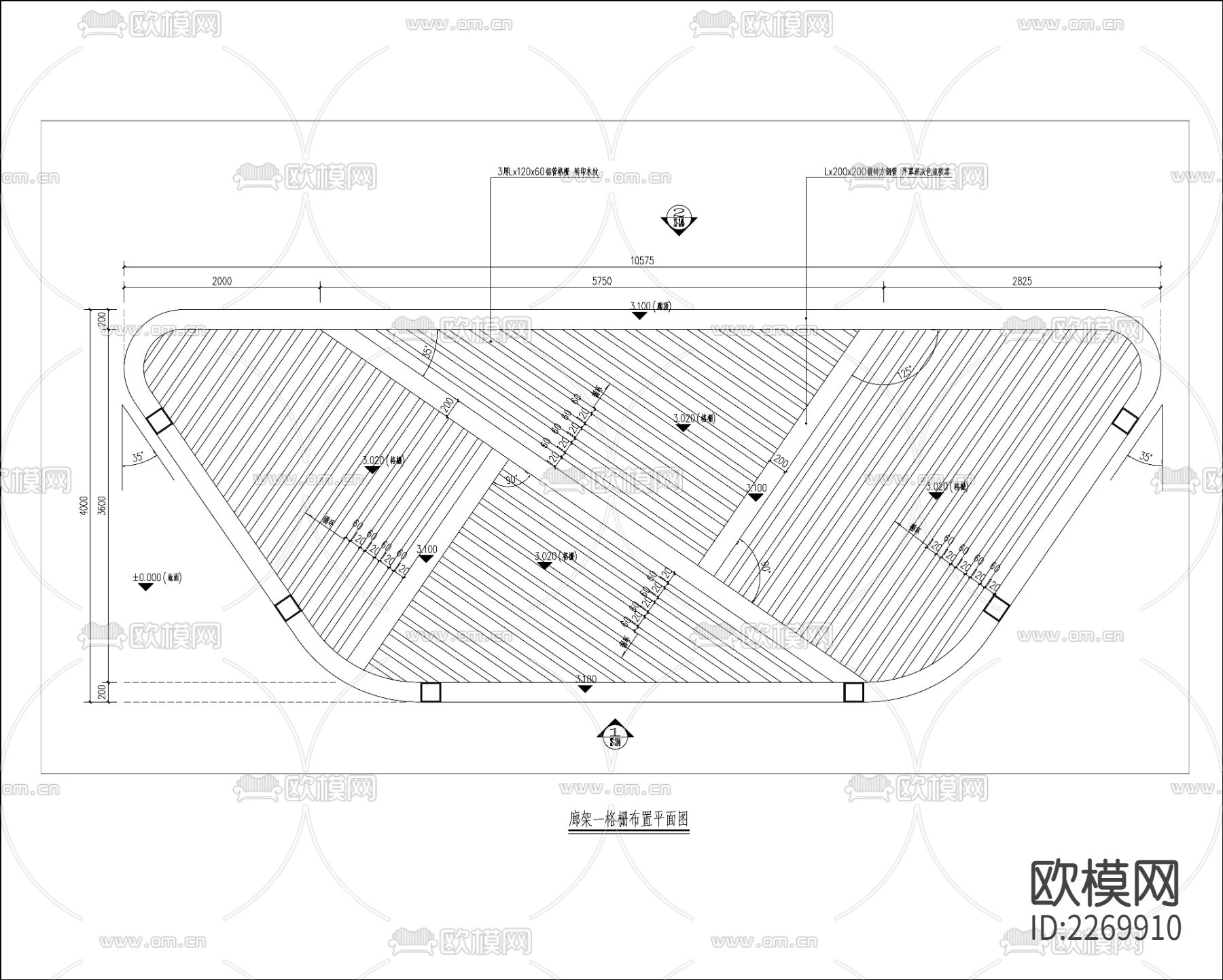现代廊架廊亭节点大样下载（渲染图6）