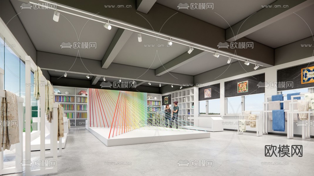 现代纺织布料丝绸展厅su模型下载_ID12101492_sketchup模型下载-欧模网