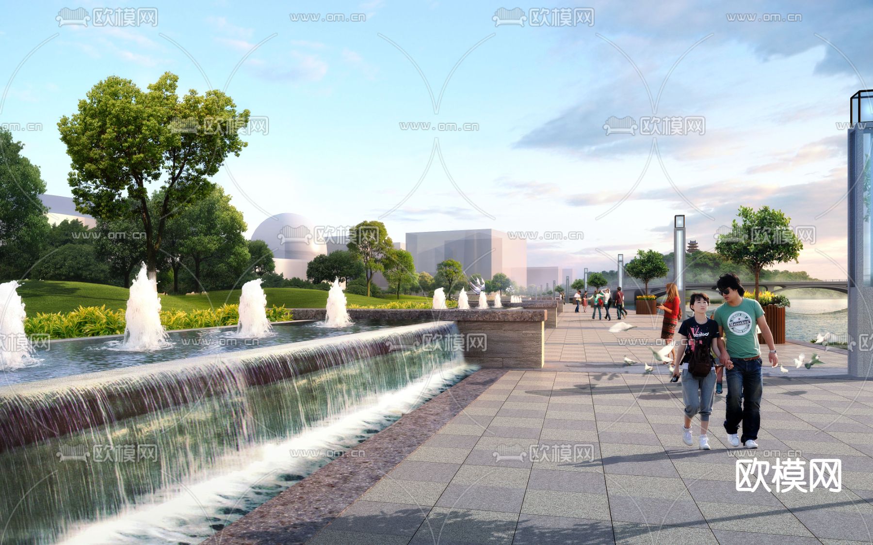 现代广场公园景观psd下载