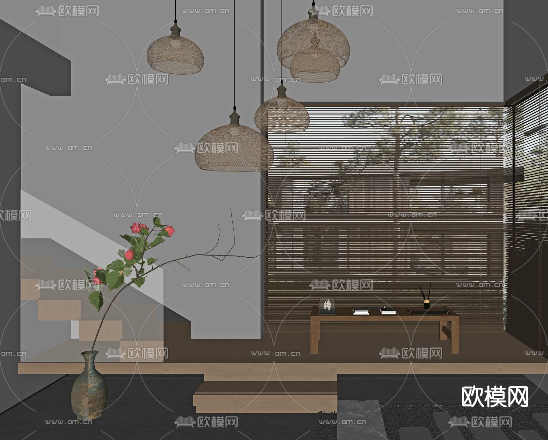 日式榻榻米茶室su模型下载（渲染图2）