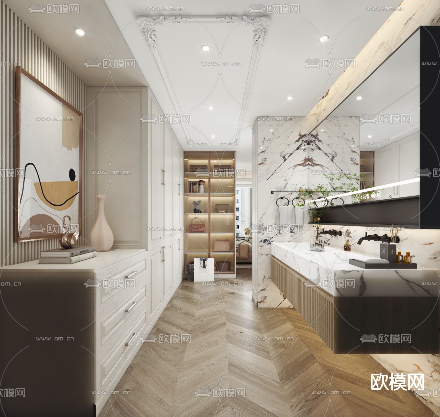 简欧衣帽间3d模型下载