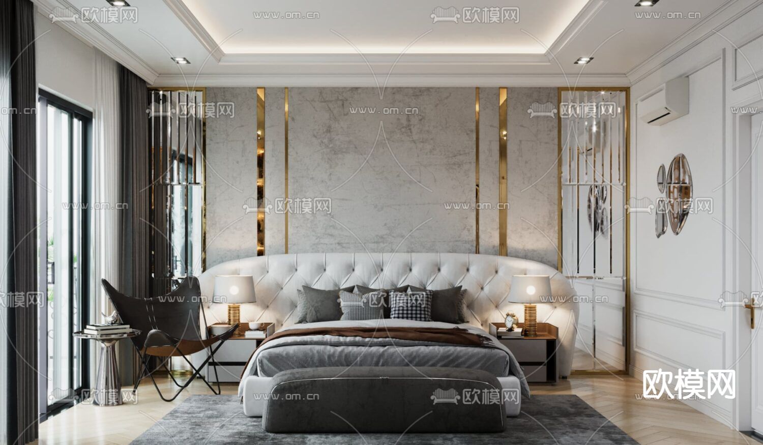现代轻奢创意卧室免费3d模型下载