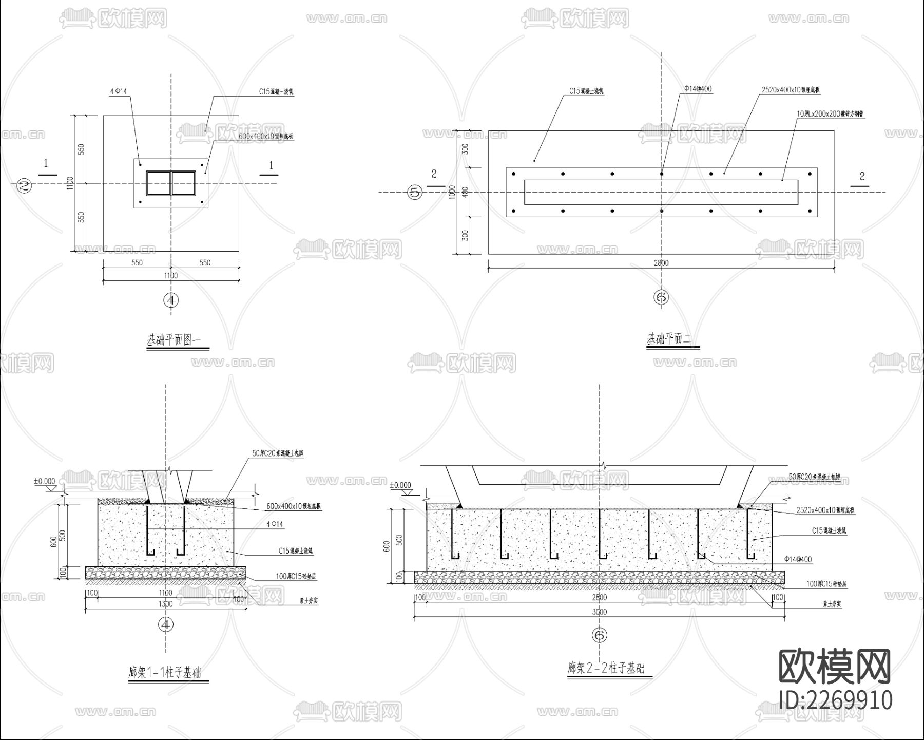 现代廊架廊亭节点大样下载（渲染图7）