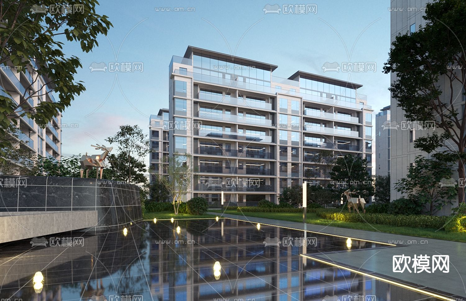 现代住宅建筑外观3d模型下载