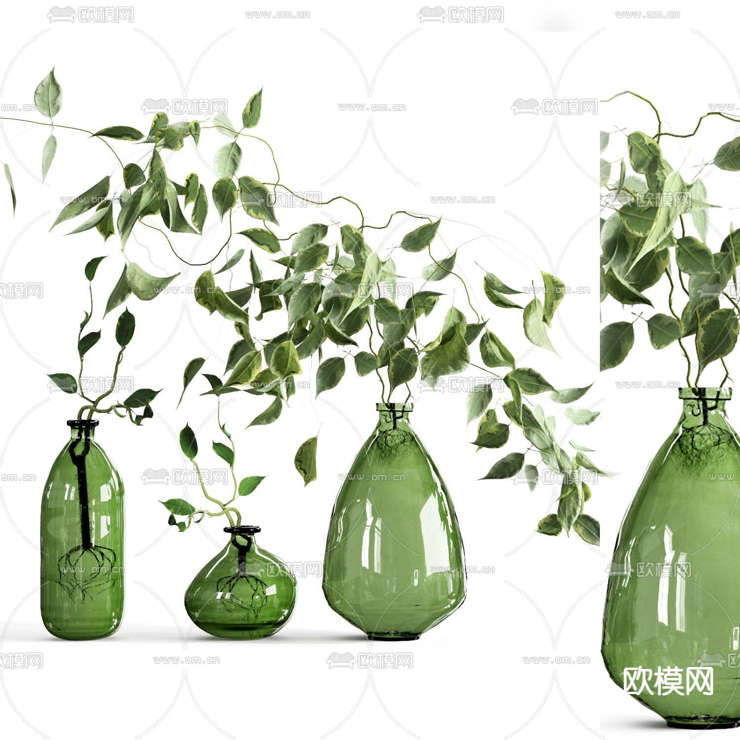 现代水培绿植花瓶3d模型下载（渲染图1）