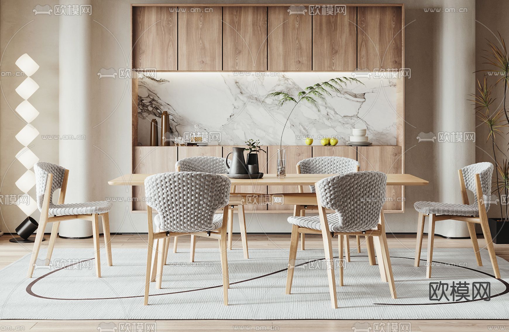侘寂风餐厅3d模型下载（渲染图2）
