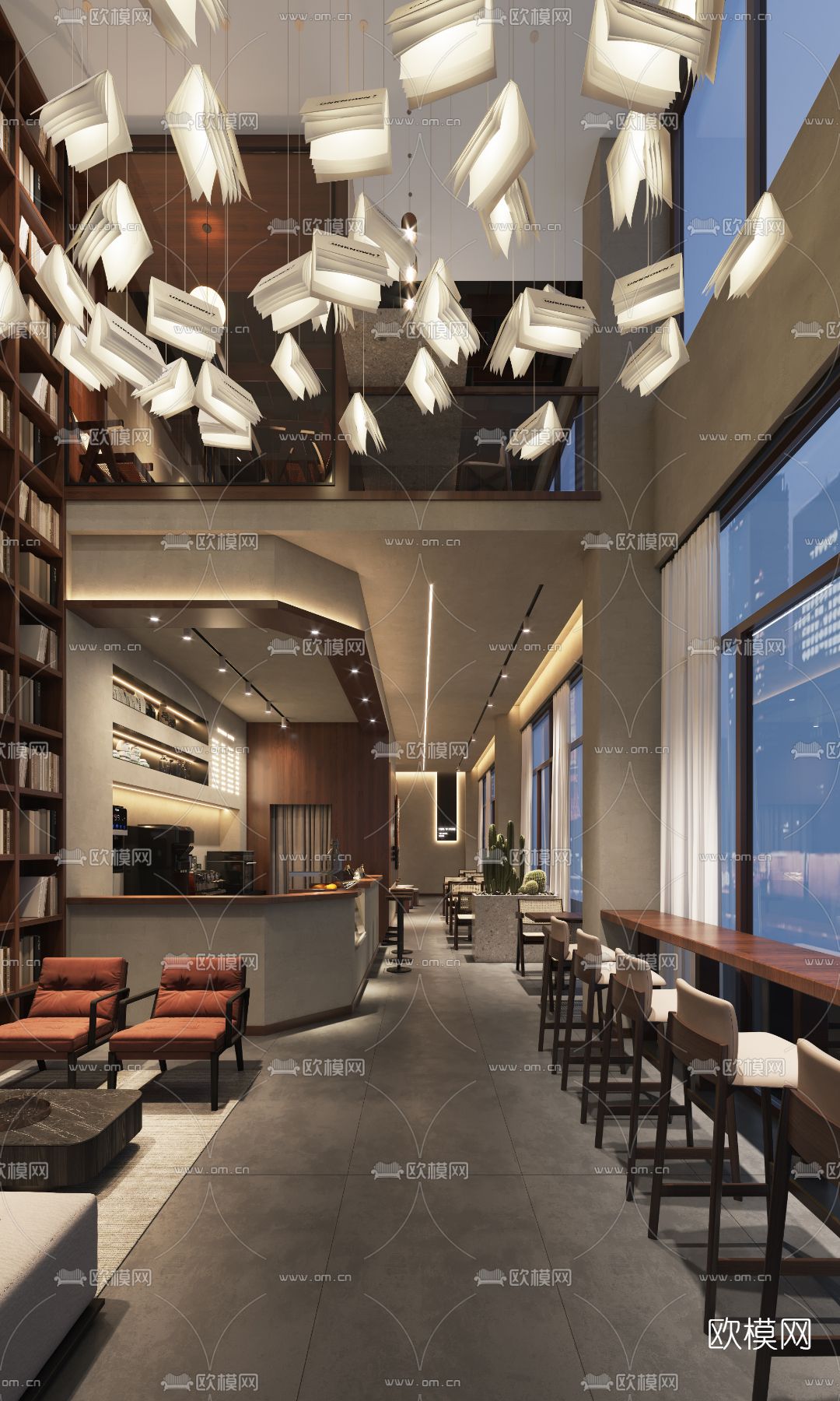 现代复式咖啡厅3d模型下载（渲染图3）