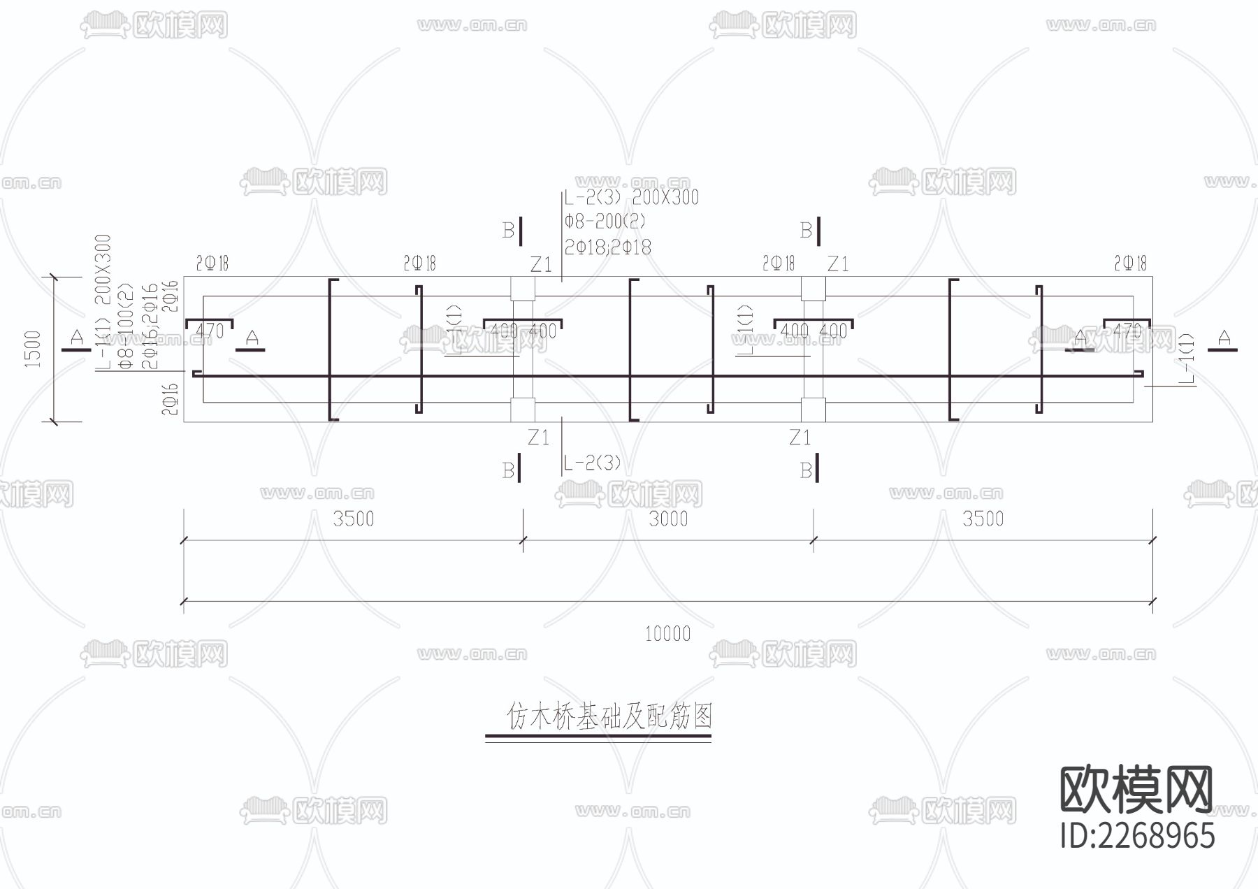 仿木桥CAD节点大样下载（渲染图2）