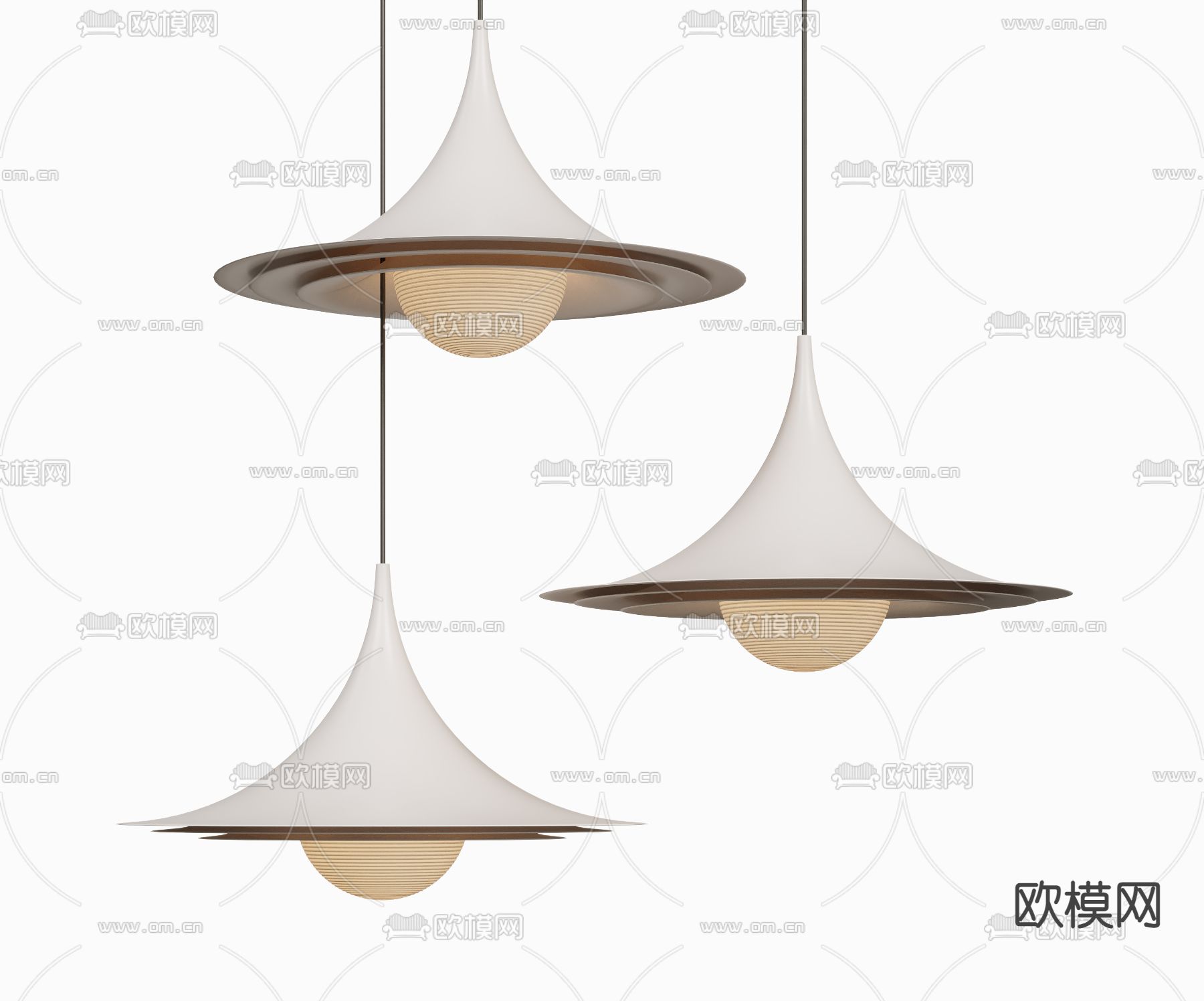 侘寂喇叭造型吊灯3d模型下载